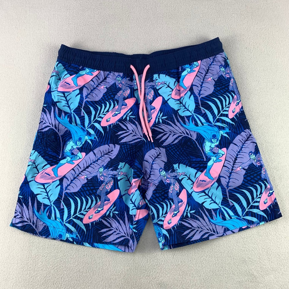 Batman Boardshorts Mens M Blue Surf Tropical Joker DC Comics Mesh Liner Aloha